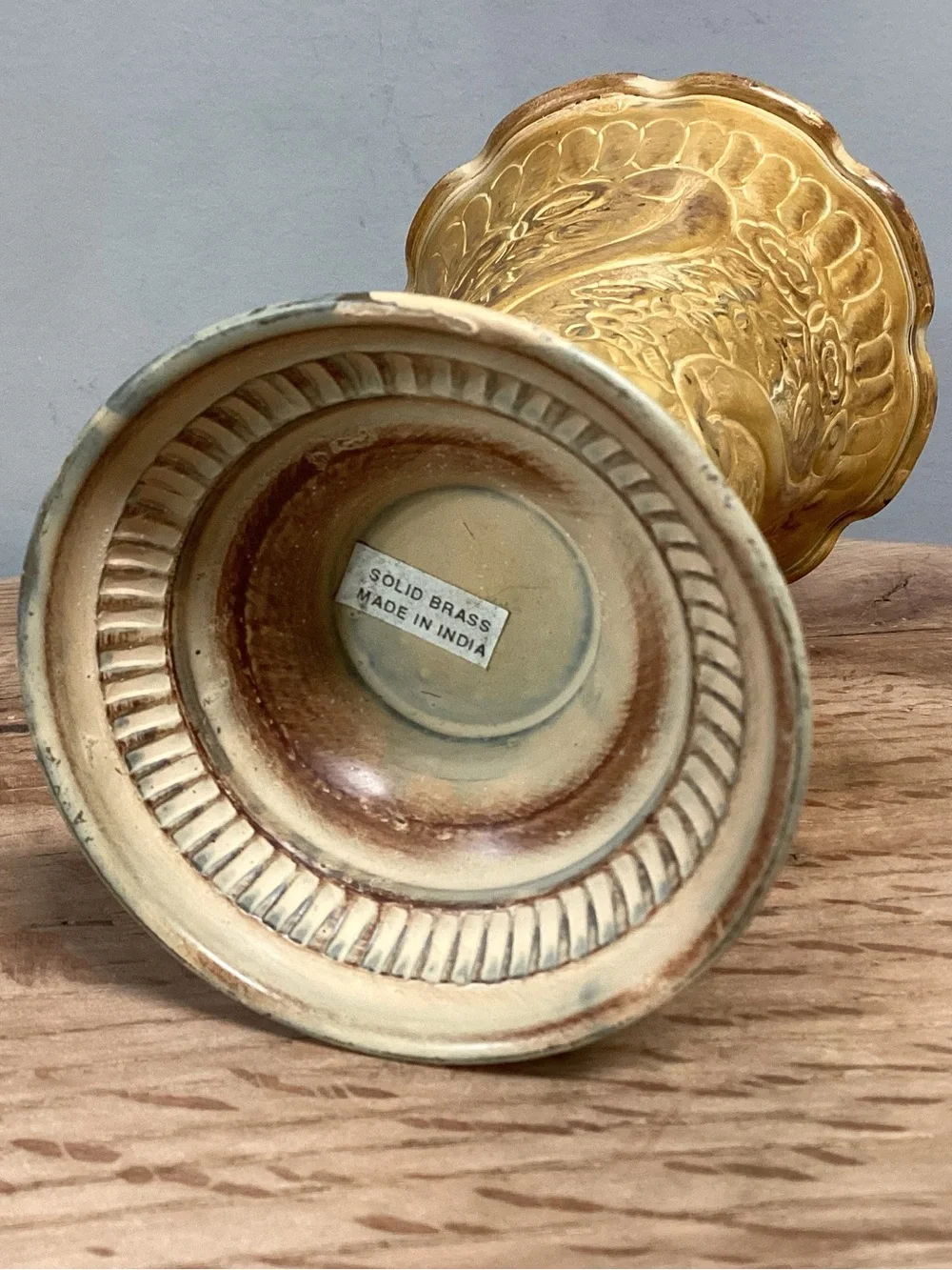 🟡 Vintage - Solid Brass Painted Vase - Candle Holder - Decor Piece - Unique